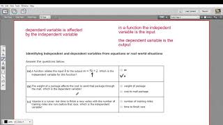 Identifying independent and dependent variables from equations or real world situations