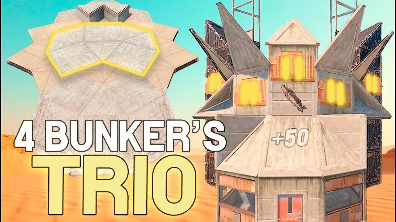 RUST - Strong TRIO 3x Bunker Base Design | +50 Rockets & 3 Walls! - YouTube
