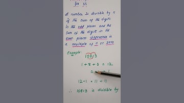 Divisibility rule for 11| number is divisible by 11 #shorts #shortvideo #youtubeshorts