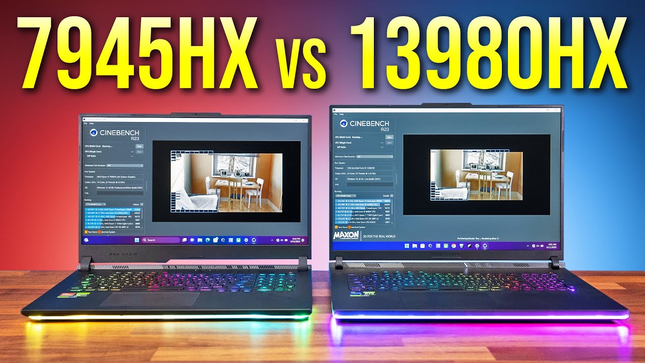 Best Laptop CPU 2023? Ryzen 9 7945HX vs Intel i913980HX YouTube