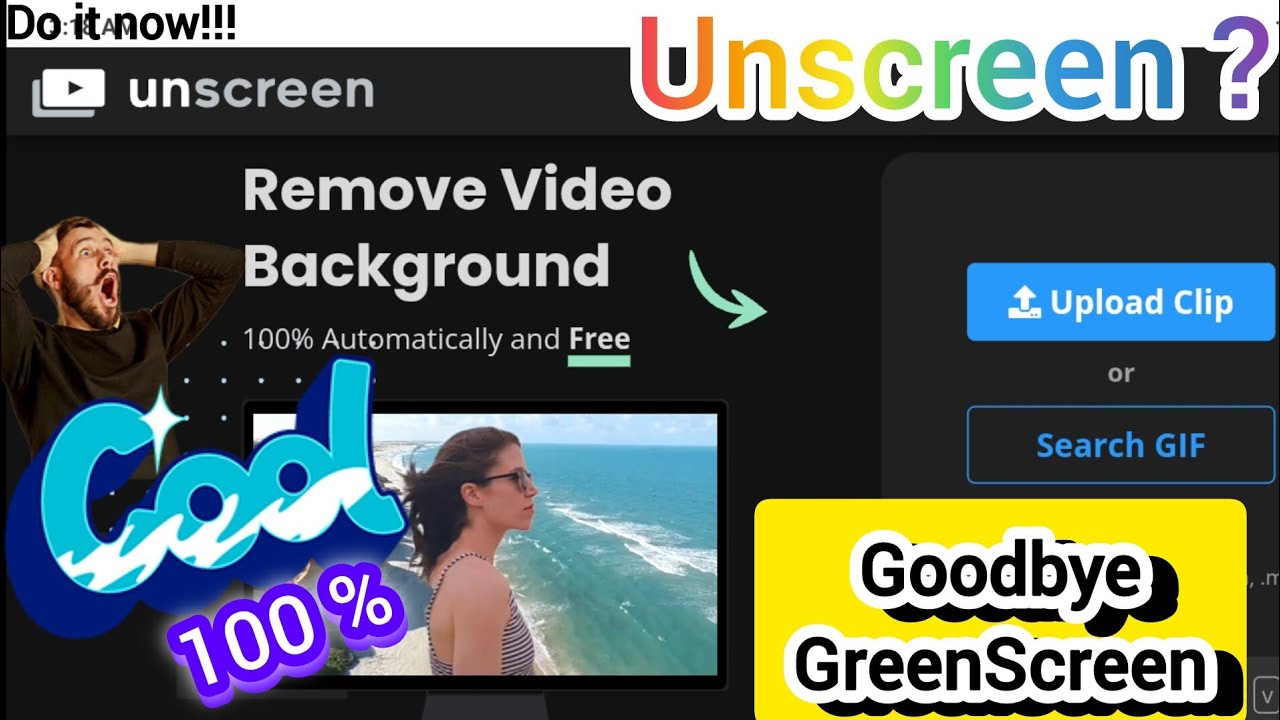 100% free to remove video background online in Unscreen (Goodbye Greenscreen)