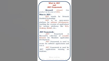 what is .NET and .NET framework #coding #dotnet #java #dotnet7 #class #developer #exceptions