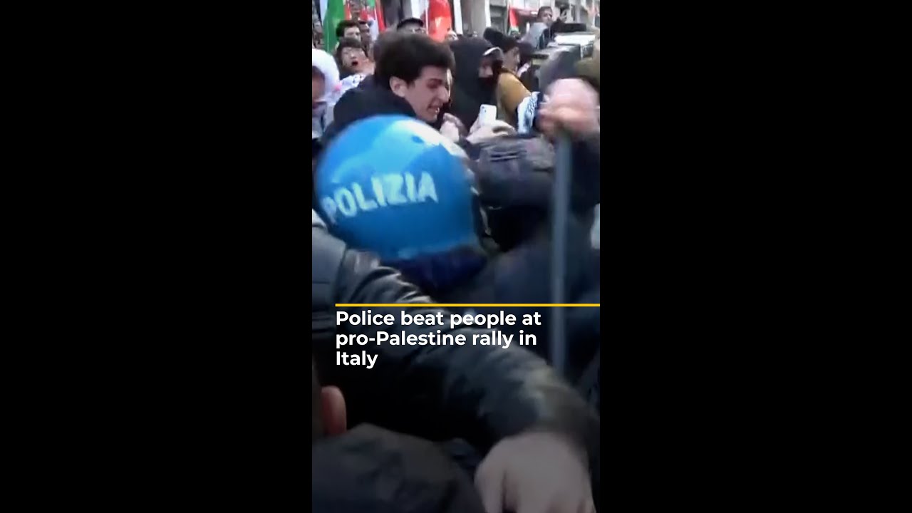 Police beat pro-Palestine demonstrators in Italy | AJ #shorts