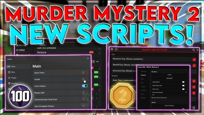 Murder Mystery 2 Free Script Roblox - Menu, Kill all, ESP, AutoFarm