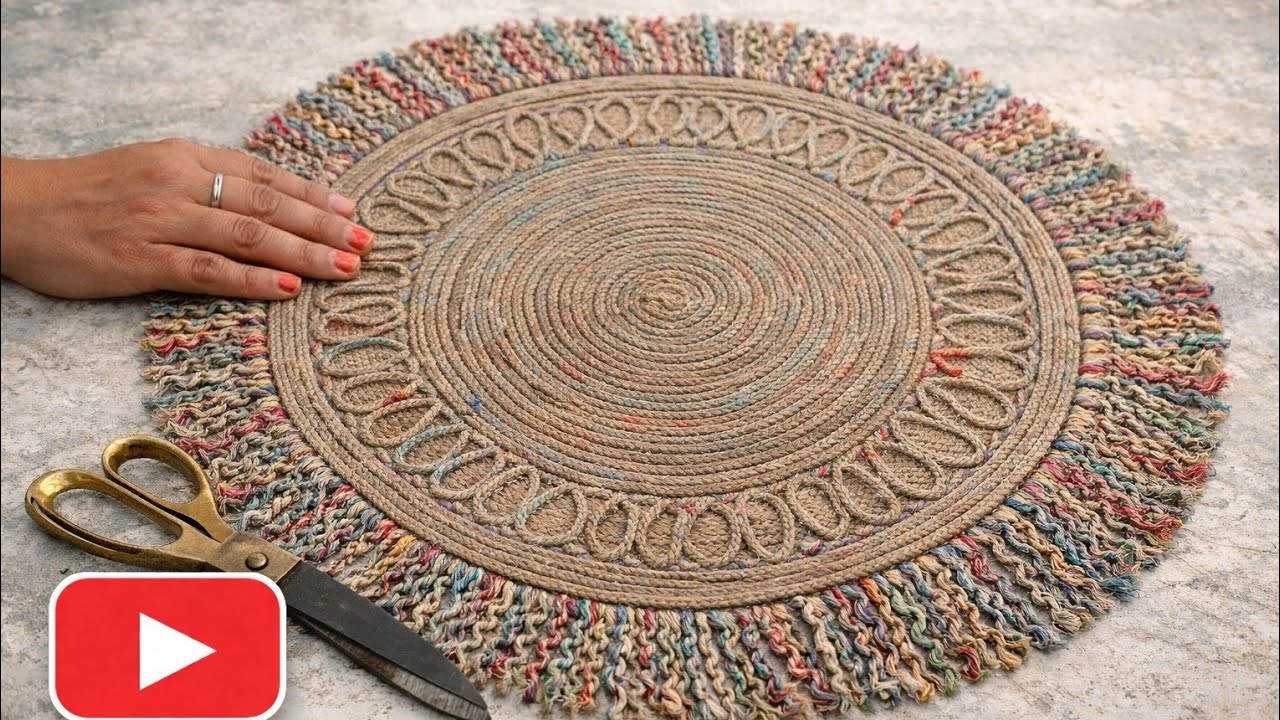   खूबसूरत गोल पायदान बनाए doormate Making at Home | पायदान waste ofbest