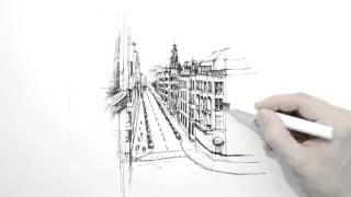 Through my window - Architectural Sketch - Frankfurt