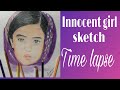 Innocent girl colour pencil sketchtime lapse sadhanas creation majestic learning