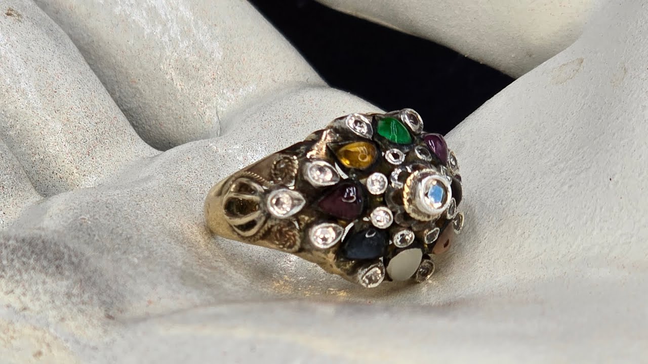 タイ プリンセスリング マルチストーン ゴールドカラー $2200! THAI PRINCESS RING! 19 DIAMONDS & 8 MULTI-COLOR GEMSTONES