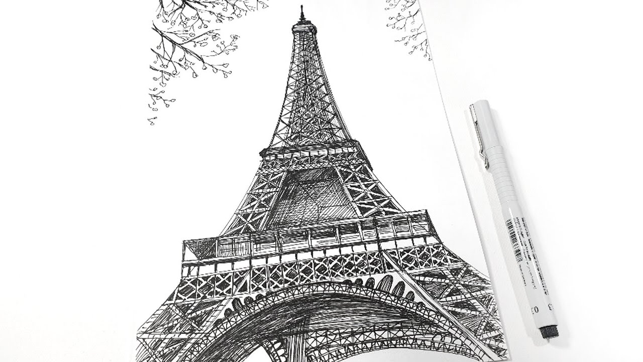 Eiffel Tower, Paris (Vertical Video) - pen drawing sounds ASMR ...