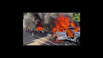 Luddites burning four driverless cars in Los Angeles (Waymo).