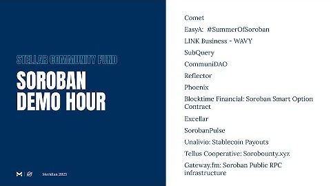 Soroban Ecosystem Demo Hour | Meridian 2023