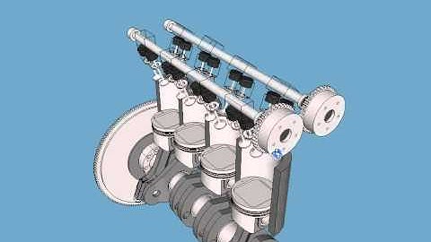 SketchUp - Engine 4 Pistons In Line Animation (Animated with SketchyPhysics)