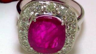BIG NATURAL UNTREATED, NO HEAT SUPERB RUBY DIAMOND RING AGL CERTIFIED 8.80 CTW. Profile