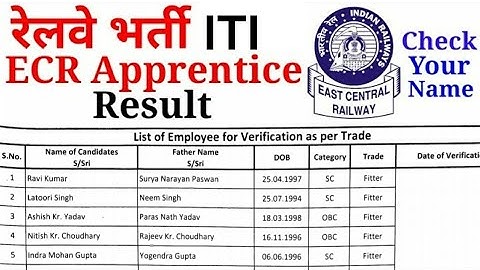 ECR Apprentice Merit List | ECR Apprentice Document Verification | ECR Apprentice Result | Danapur