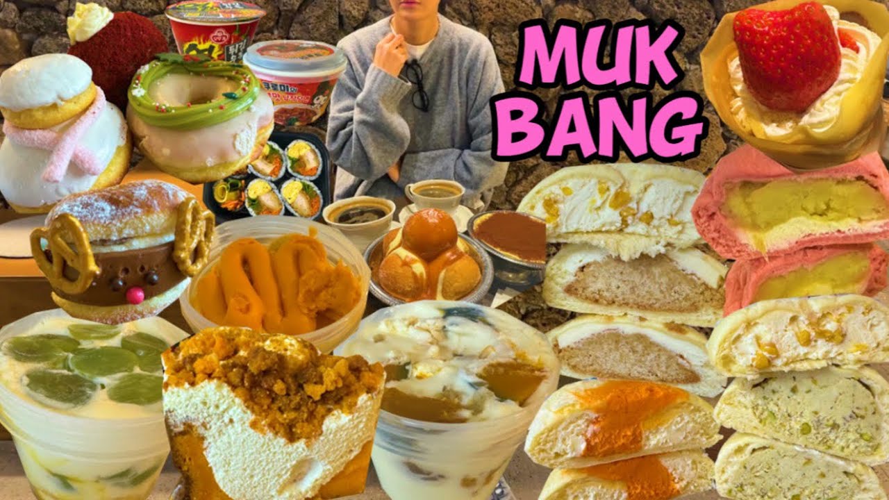SUB) 디저트 먹방 브이로그 크림 크레페 노티드 도넛 동명양과자점 크림치즈빵 열튀김우동 DESSERT MUKBANG VLOG CREAM DONUTS CREPE デザートモクバン