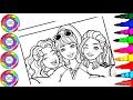 Coloring Pages 👱‍♀️👸🏽👩Barbie Sisters Selfie 💖💖😍Barbie Tiffany, Chandra and Nikki Coloring Book Pages