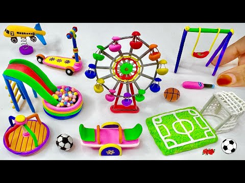 DIY How To Make Polymer Clay Miniature Playground Set with Ferris Wheel, Slide, See saw, Sacooty pt4