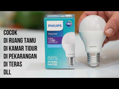 lampu led philips essential 11 watt terbaru. 