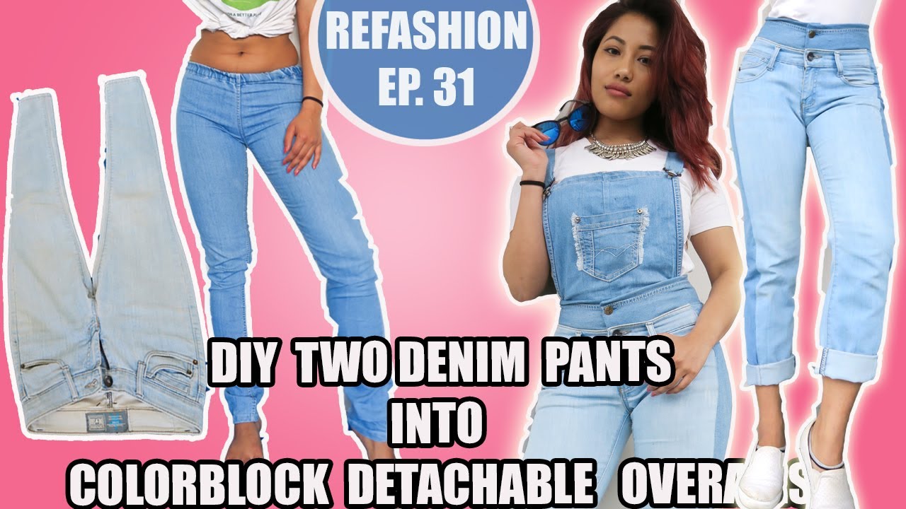 DIY: Convert Old Jeans Into Detachable Dungaree/Overalls| Renu Shrestha ...