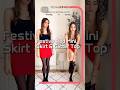 Christmas Party Outfit Ideas 2025 Festive Red Mini Skirt Glitter Top Holiday Fashion Series