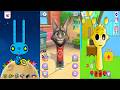Talking Tom Cat vs My Talking Pinkfong Momo vs Talking Sprunki - All Foods