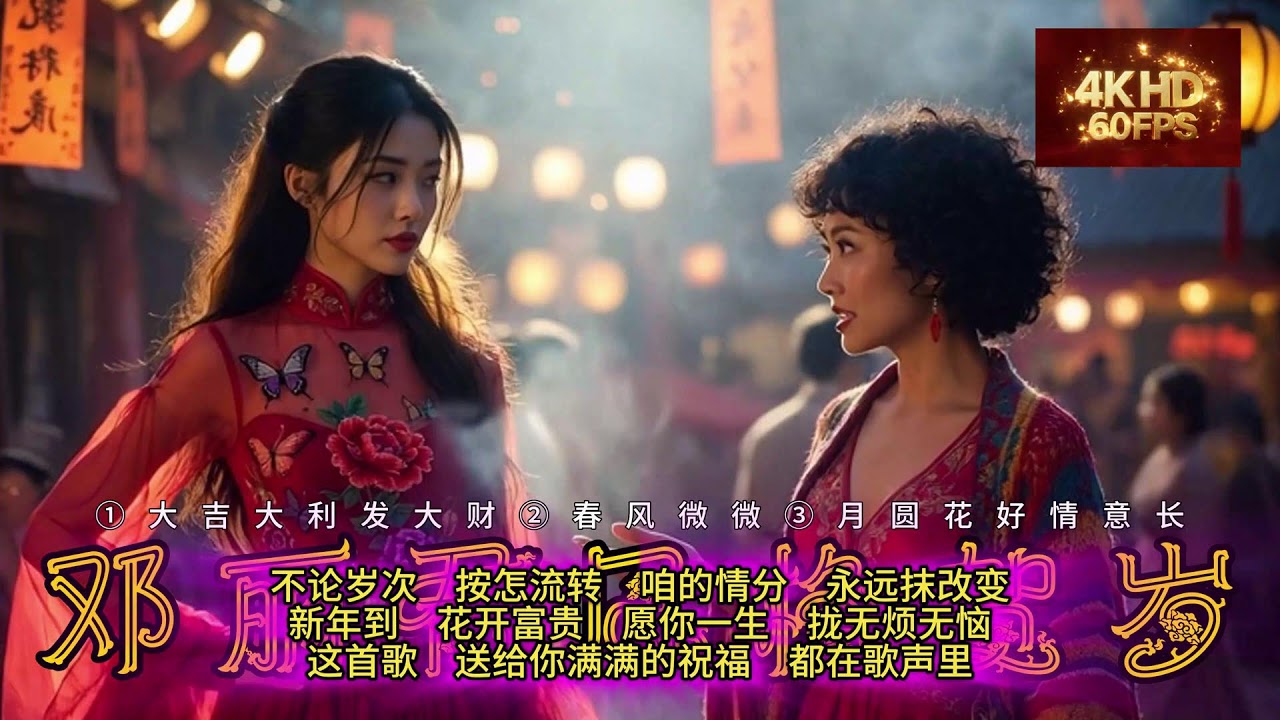 【真·4K/60帧】邓丽君风格.台语/闽南语/福建话新年歌曲.2026| 1.《春风微微》2.《大吉大利发大财》3《月圆花好情意长》