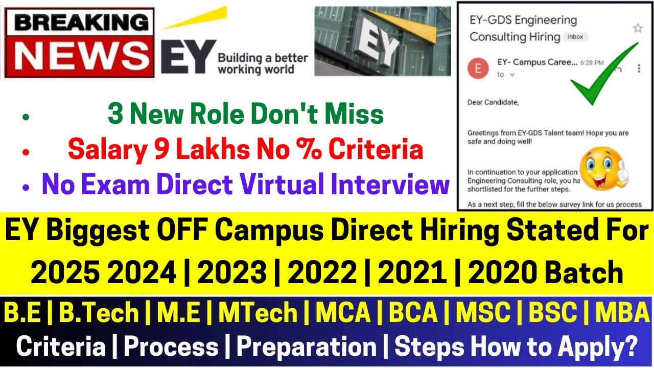 EY Biggest OFF Campus Direct Mass Hiring Started 2025-2020 No Criteria ...
