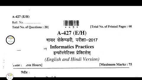 Class 12 I.P. MP board paper 2017 English and Hindi medium