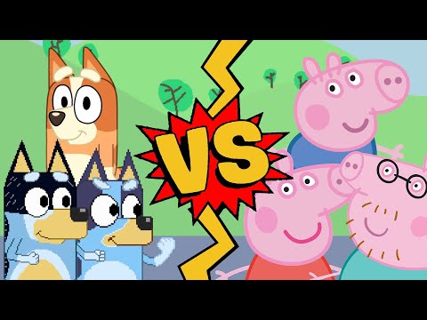 M U G E N Battles Bluey Bingo Bandit Vs Peppa Pig George Pig Daddy Pig 