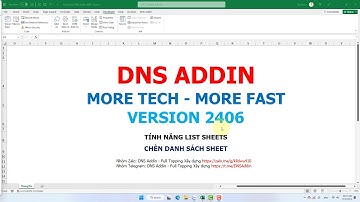 Tính năng List Sheets trong DNS Addin 2406 - Chèn danh sách sheet