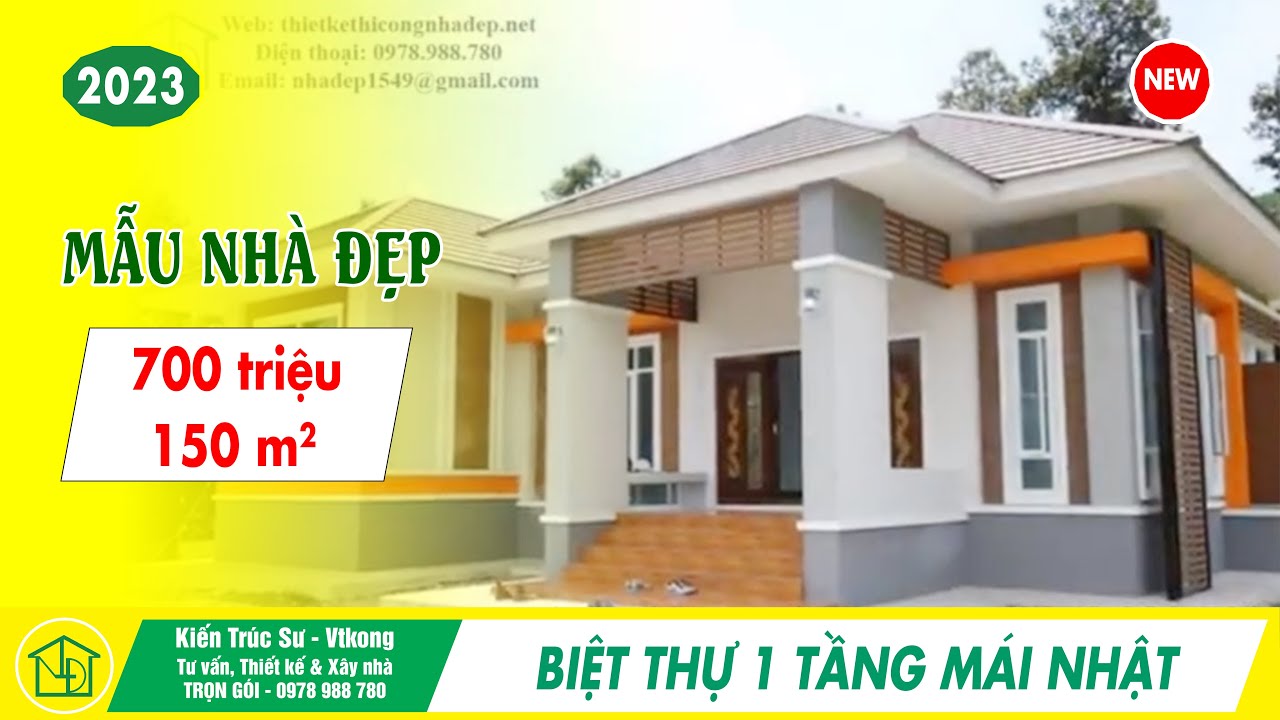 Mẫu biệt thự nhà vườn mái thái 150m2 giá xây dựng 700 triệu YTND14 ...