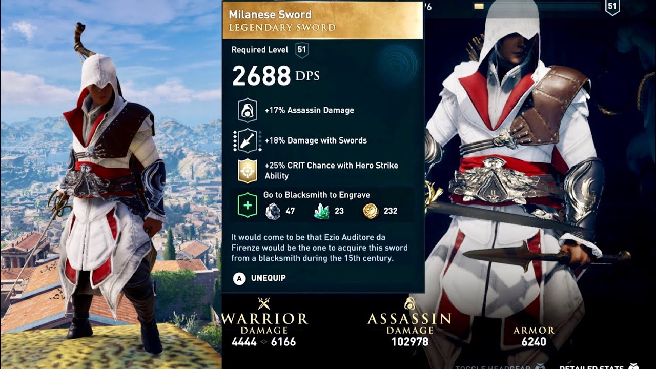 Merchandising en sælger forberede Assassin's Creed Odyssey - Ezio's Outfit (GAMEPLAY) - YouTube