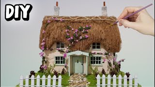 English country cottage with a thatched roof. DIY
