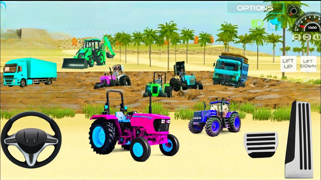 😥Three Tractors🚜 Rescue Tha Bori Loded Dumpar🚚 On Mud Road | #games #gameplay #androidgames