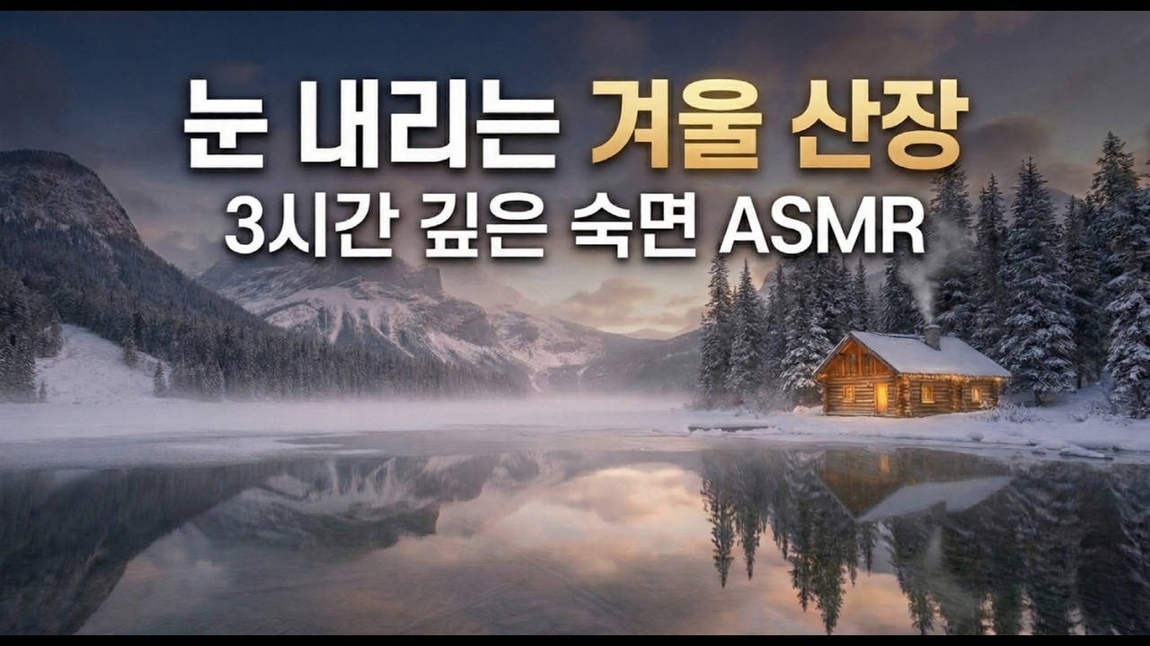 #34  🏠 [3시간] 눈 내리는 겨울 호수 산장 피아노 숙면 ASMR (Winter's Warm Breath, Deep Sleep Music)