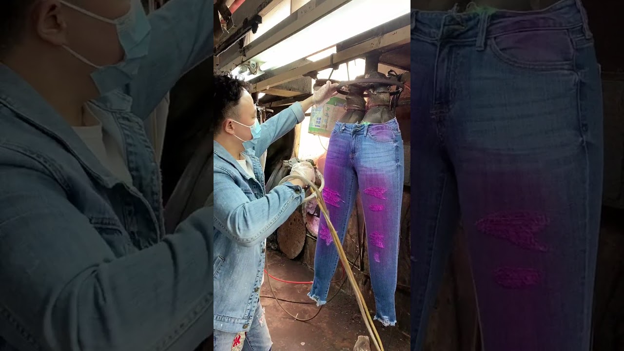 royal wolf butt lifting jeans factory denim washing process