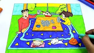 colouring Shin Chan and Action Kamen, Shin Chan colouring pages for kids screenshot 4