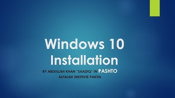 Windows 10 Installation in Pashto
