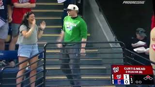 Fan w Australia shirt makes nice catch of Washington's Mead's home run ball vs. Cleveland Guardians