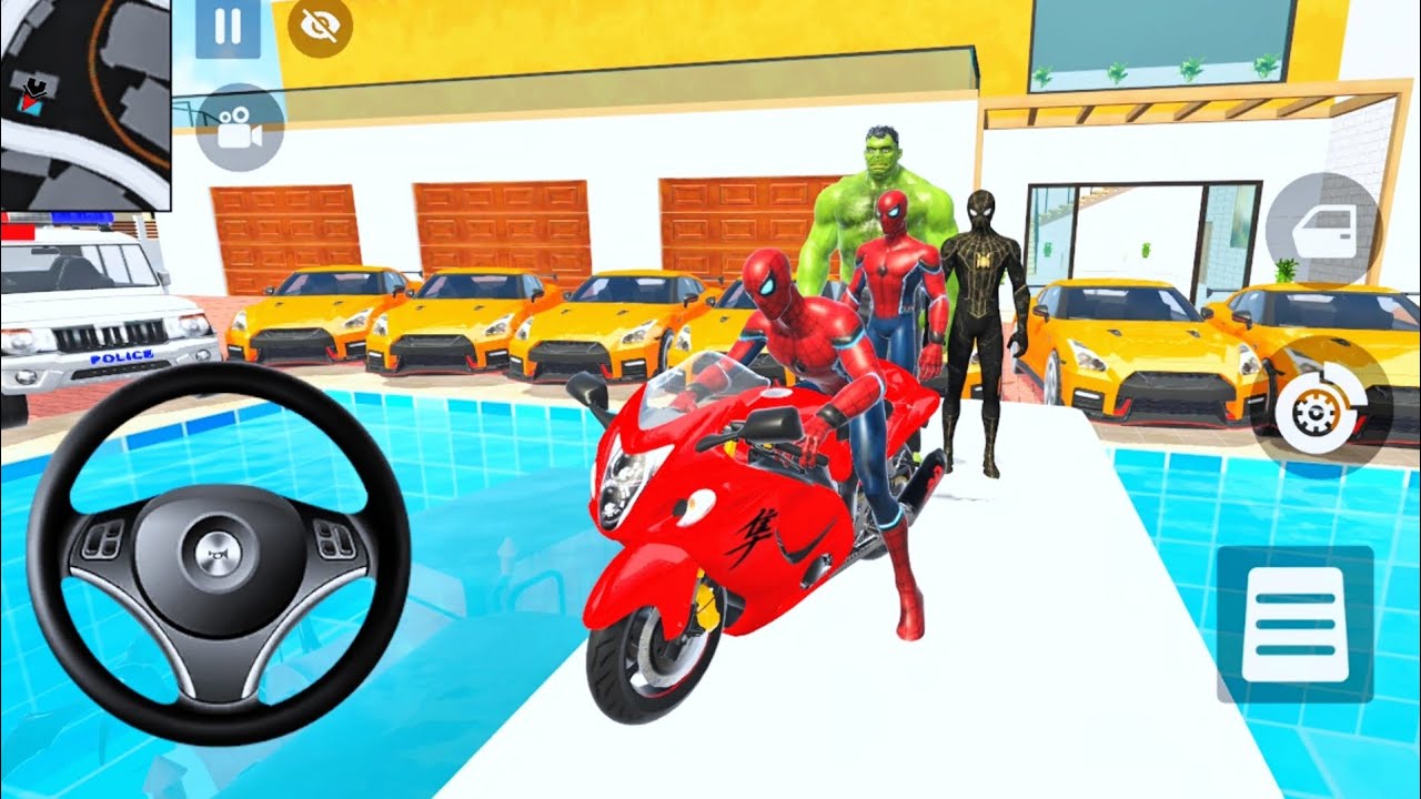 🥰Spiderman buys a bike from the 🎉showroom and is modified🎊| 😇indian theft aura simulator 🌟|