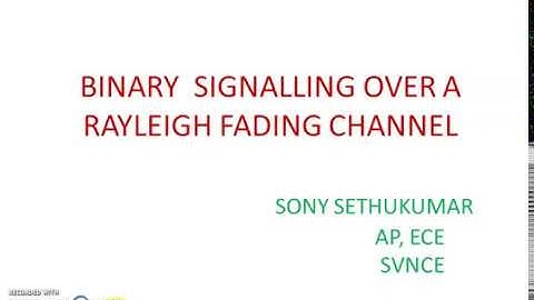 DIGITAL COMMUNICATION - binary signalling over a rayleigh fading channel