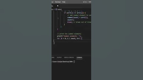 Common Elements in Two Arrays || #cprogramming #coding #cprogram #youtubeshorts #code #shorts
