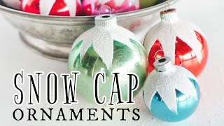 Snow Cap Christmas Ornaments - Embellishing Mercury Glass Balls with Paint and Glitter