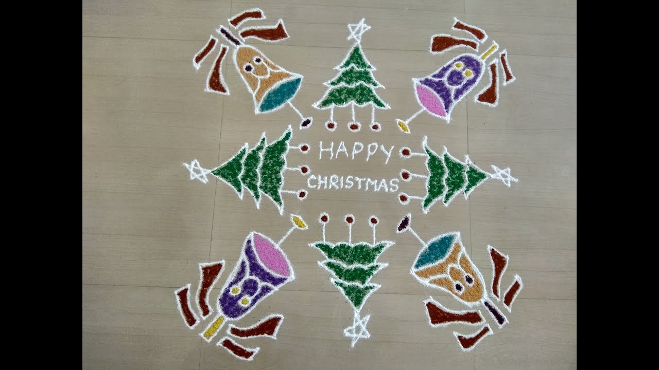 Christmas special rangoli design with dots/X mas tree rangoli ...