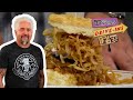 Guy fieri eats bbq pulled pork biscuits in denver  diners driveins and dives  food network