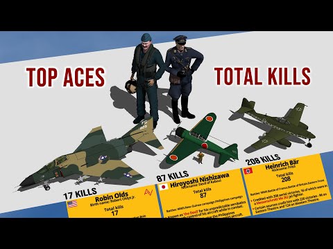 Top Flying Aces and their Fighter Aircraft Total Kills Comparison 3D