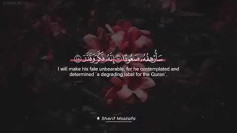 آيات قبل النوم راحة وسكينة لا توصف للشيخ شريف مصطفى/ سورة المدثر/ قران كريم بصوت جميل جدا جدا