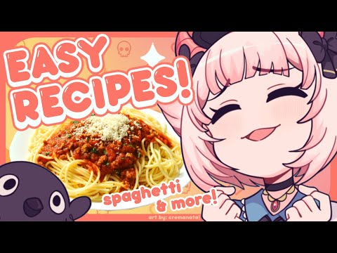 【2 Simple Recipes!】Spaghetti & Fried Chicken! || "Cooking" TV!【Tsunderia ♡ Matsuro Meru】