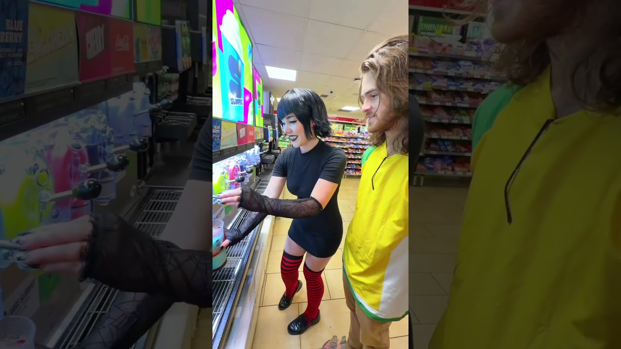 Mavis and Johnny Slurpee Scene🥤 #hoteltransylvania #mavis #johnny #cosplay #dracula #cosplayer