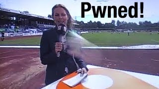Female Sports Reporter Hit By Ball On LIVE TV!